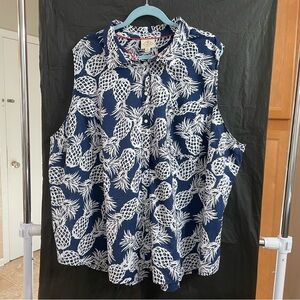 St. John's Bay Women’s Sleeveless Pineapple Top 4X Summer Vacation Resort